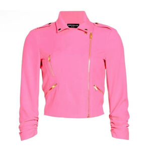 Generation Love Colleen Crepe Moto Jacket Ultra Pink Size M